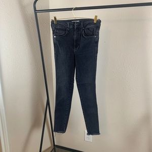 We The Free Size 27 Womens Jeans Black Skinny Button Fly Raw Hem